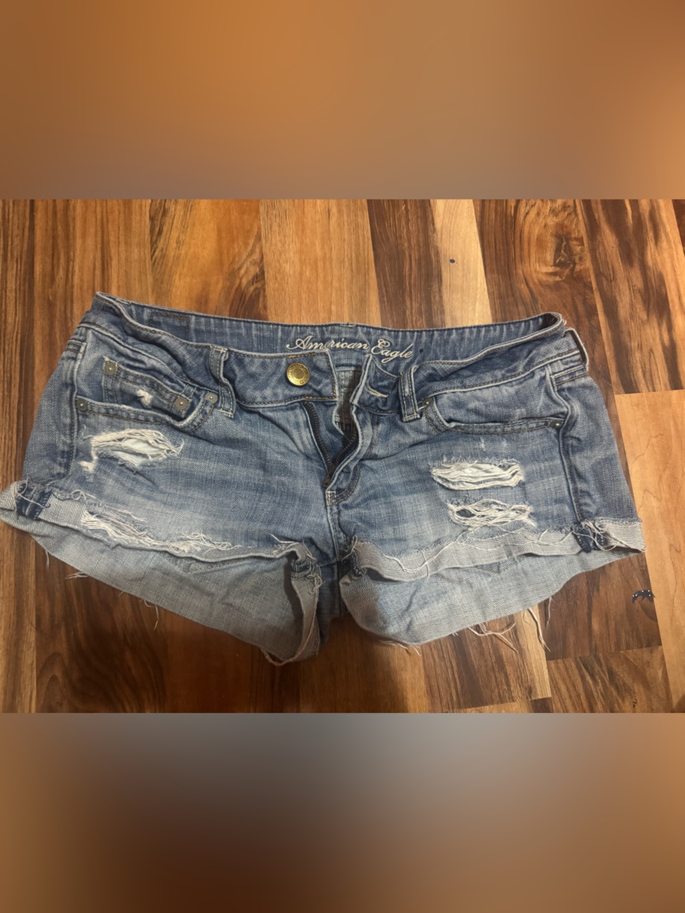American Eagle Outfitters Distressed Light Blue Denim Jean Shorts